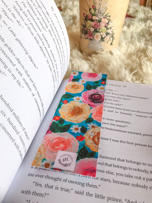 THREE COLORED ROSES DOUBLE SIDED BOOKMARK