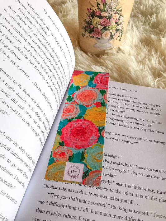 PASTEL COLORED ROSES DOUBLE SIDED BOOKMARK